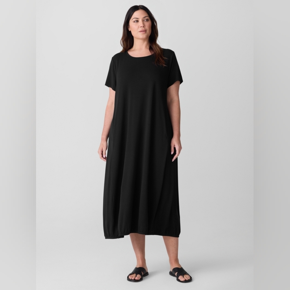 Mama B Black Stretch Cotton Jersey Lantern Dress M Lagenlook